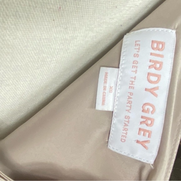 Birdy Grey Lisa Long Satin Dress Taupe Size 4 leg slit - Picture 11 of 12